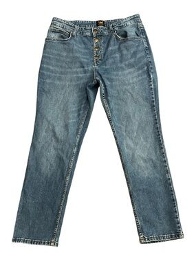 VTG Lee Jeans Wmns 12 Button Fly Tapered Leg High Rise 90s Y2K Momcore USA